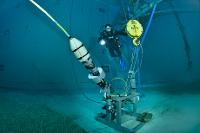 Tests des laisses du HROV Ariane en bassin d'essais du centre Ifremer de Bretagne 