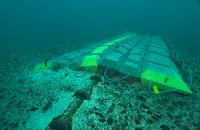 Matelas en béton lesté sur le câble sous-marin du site hydrolien Paimpol-Bréhat (point C)